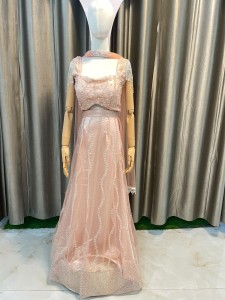 Peach Mermaid Skirt Set Sleeveless