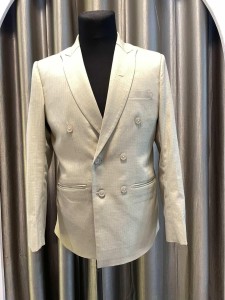 off white double button coat pant