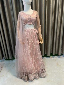 Peach Beaded Mermaid Lehenga - BLPeMer023