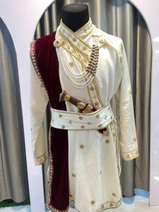 Groom set handwork details [golden flower work]