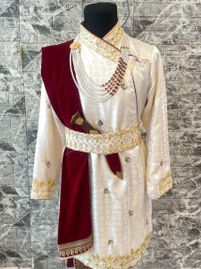 Groom set with fabric embo with flower details