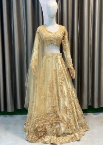 Golden Lehenga 3D Flower (Long Length) - NLGolFlo001