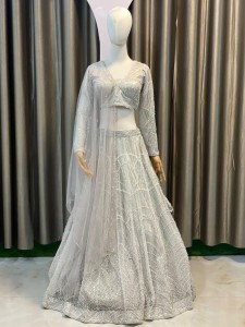 Greyish White Lehenga - BLGreW014
