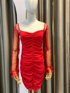 Red Stretchable Short Party Wear Front Crease
