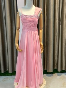 Baby Pink One Piece Front Crease One Side String Border Silver Stone - PDBaPiSi026