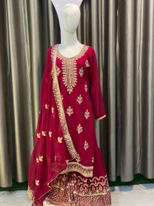 Pink Golden Flower (Ready Made) Kurthi Set