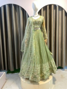 Mint Green Lehenga with Same Sequin Set