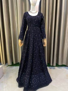 Dark Blue Sequins Anarkali Set