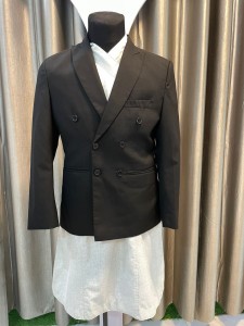 Off White Daura Set with Black Blazer
