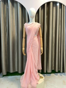 Baby pink Ready to wear Sari Blouse Beaded