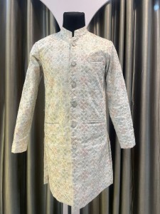 Off white Multi flower sherwani