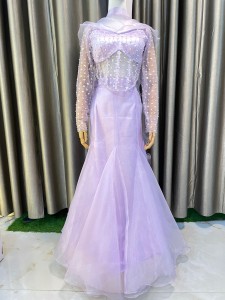 Light Lavender Organza mermaid with beaded Blouse