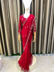 Rani Red Silver Work Sari