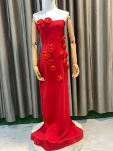 Red Body Cone Sleeveless 3D Roses - PDRBcFlo002