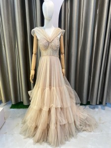 Peach Gown Longtail (Beaded Chest)