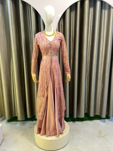 Dark peach Sequins Outer Set