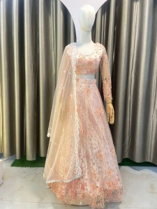 Light peach same flower lehenga