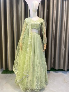Pistachio Green Lehenga with Sequins