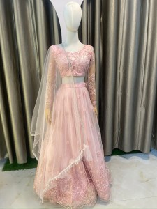 Baby Pink same flower lehenga
