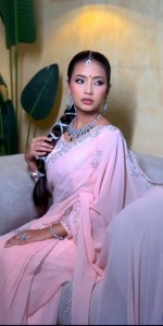 pinikish peach embo saree