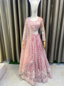 Baby Pink Lehenga with white Flower