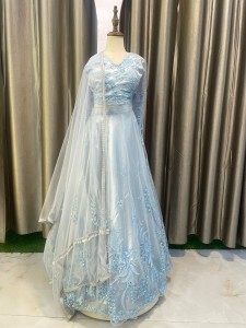 Nude Sky Blue Short Height Lehenga