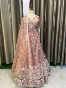 Onion Lehenga Silver Sequence with Short Height
