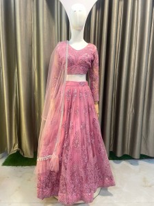 Peach Pink Lehenga with short Height