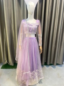 Lavender Lehenga with Lining flower and short Height