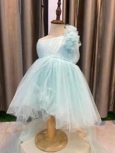 Ocean Blue Baby Frock with Long Tail