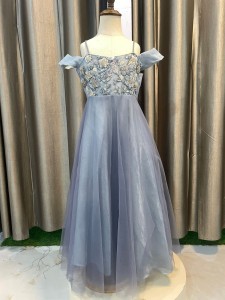 Gray Baby frock with beaded cheat