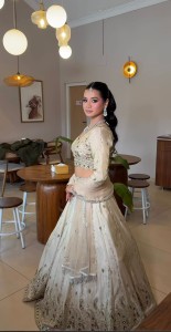 Light Cream Raw Silk Multicolour work Beaded Lehenga