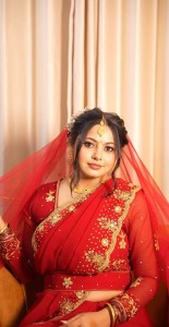 Red Sari Golden Work