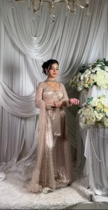 Rose Gold Beaded Skirt With Beaded Blouse (Mermaid)