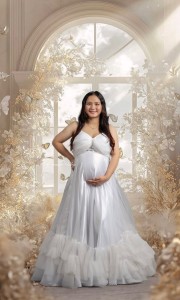 White Eye Cup Gown with fills