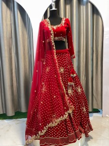 RED VELVET HANDWORK LEHENGA