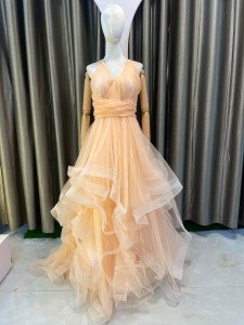 Peach Fishnet Gown