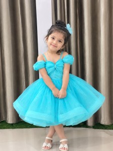 Ocean Blue Tik Tik Fabric Baby Girl Frock