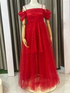 Red Gown tik tik Fabric with strings